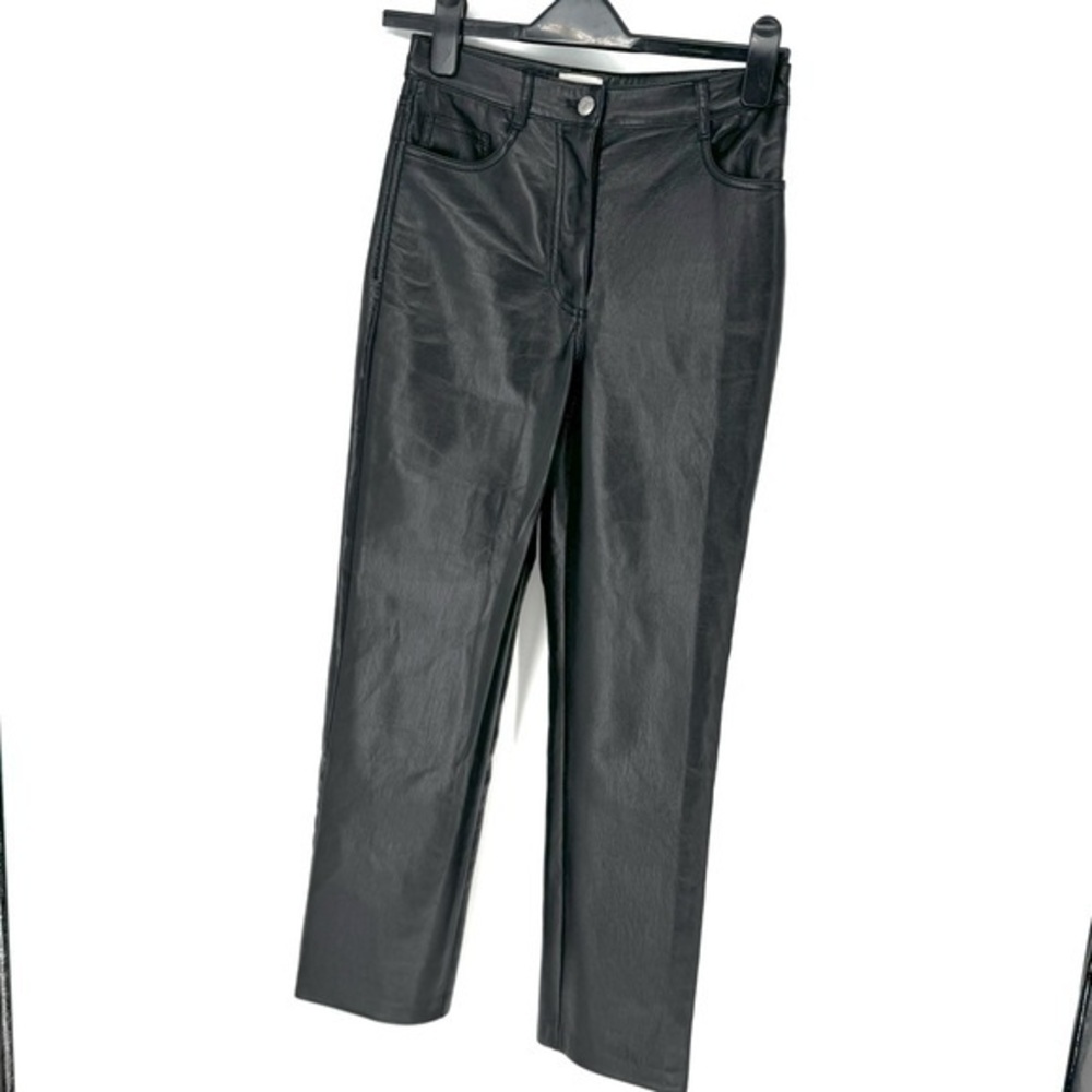 Aritzia Wilfred vegan leather black Straight Leg quiet luxury goth pants